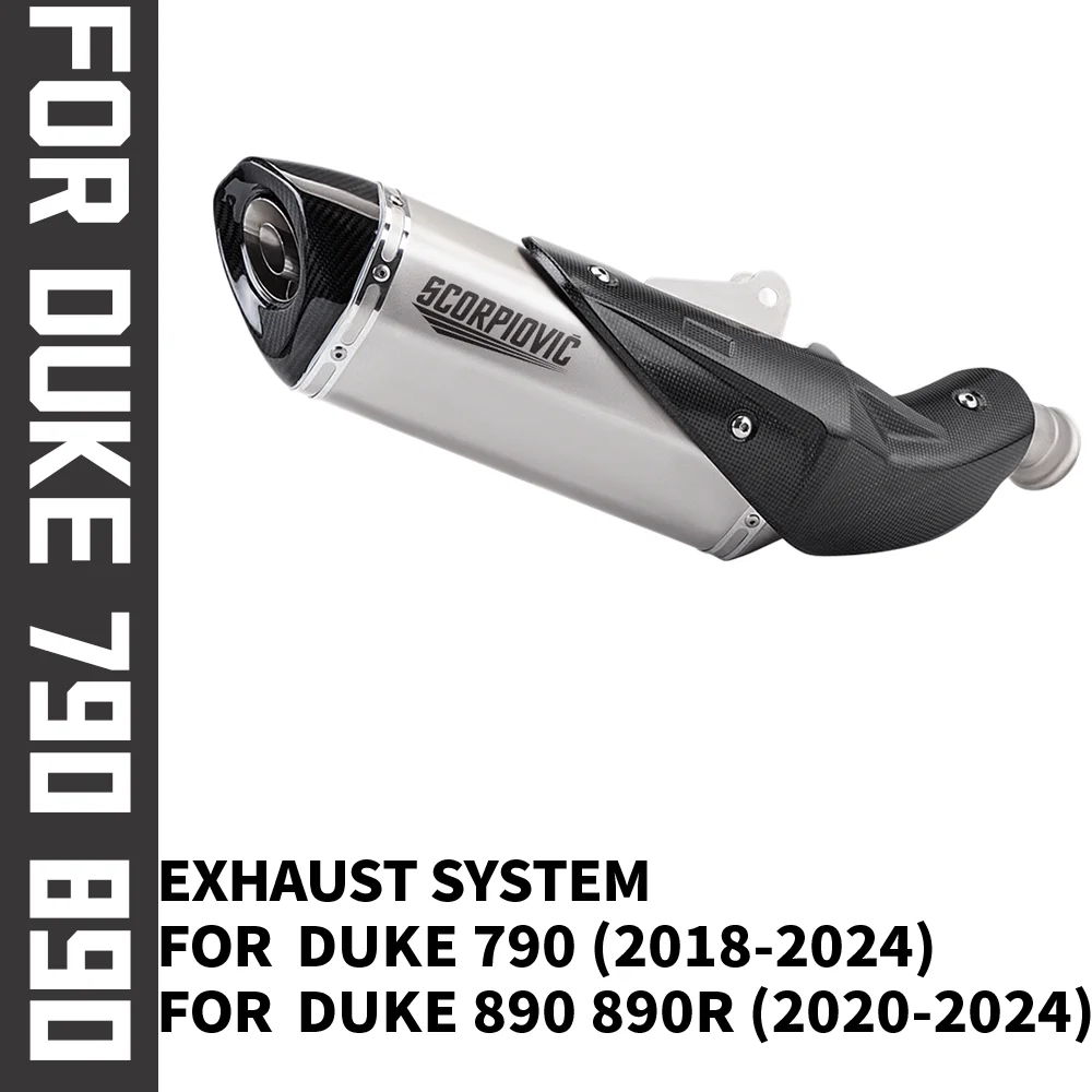 Motorcycle Modified One Piece Mid & Tail Exhaust Slip On Pipe Fit DUKE790 2018-2024 DUKE890 890R Motorbike