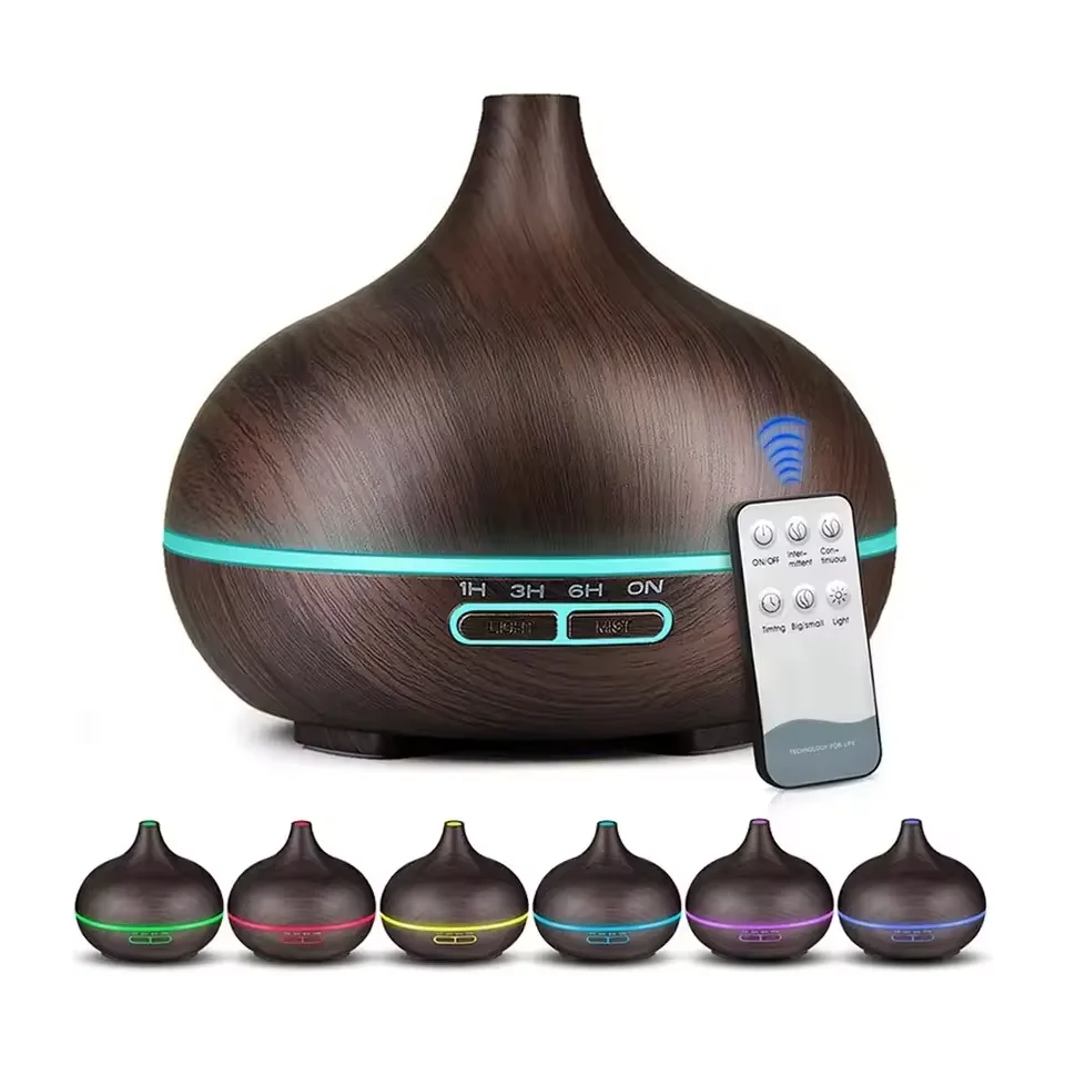 

Wood grain 6-color u disk remote control 500ml aromatherapy oil essential oil diffuser ultrasonic air humidifier desktop home