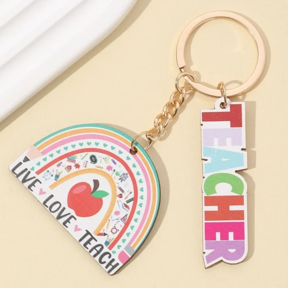 Pen Holder Key Ring Geometric Shape English Letter Charm Trinket Notebook Rainbow Colorful Personalized Creativity