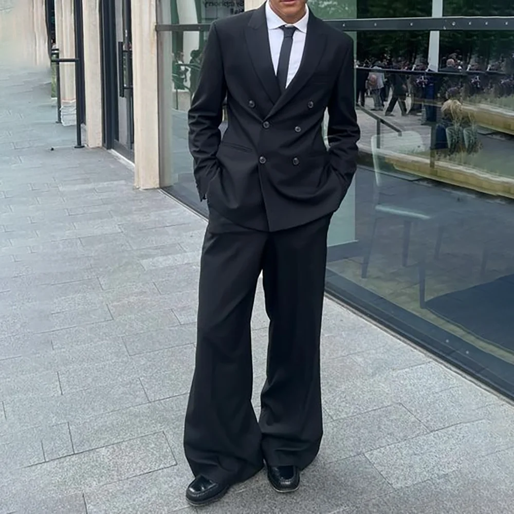 

Двубортный мужской костюм из 2 предметов, деловой повседневный костюм для ужина, вечернее платье, высококачественный деловой мужской пиджак, комплект Trajes Para Hombre