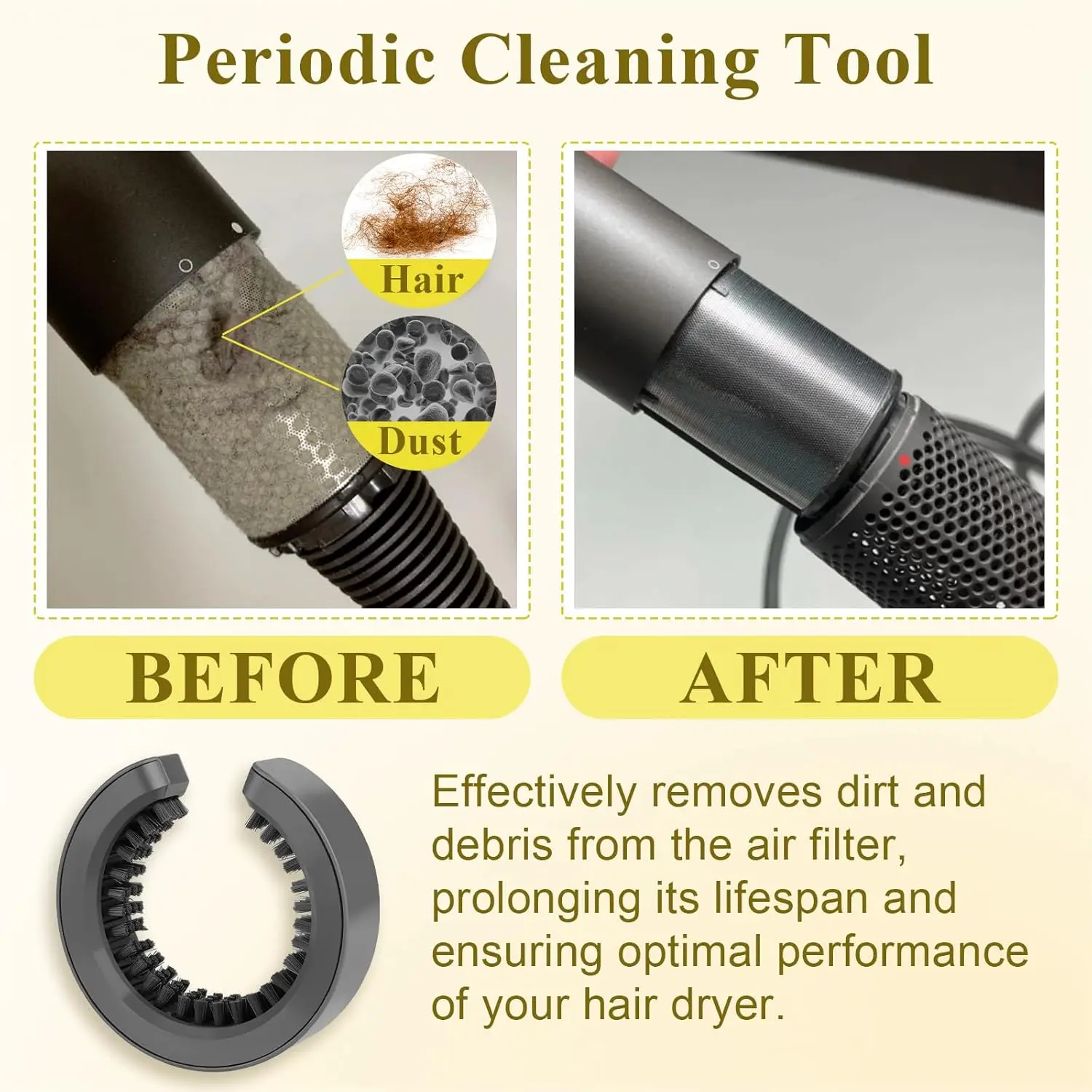 Filtro acessório escova de limpeza, compatível com Dyson Supersonic cabelo secador, peças de reposição, Hd01, Hd08, Hd02, Hd03, Hd04