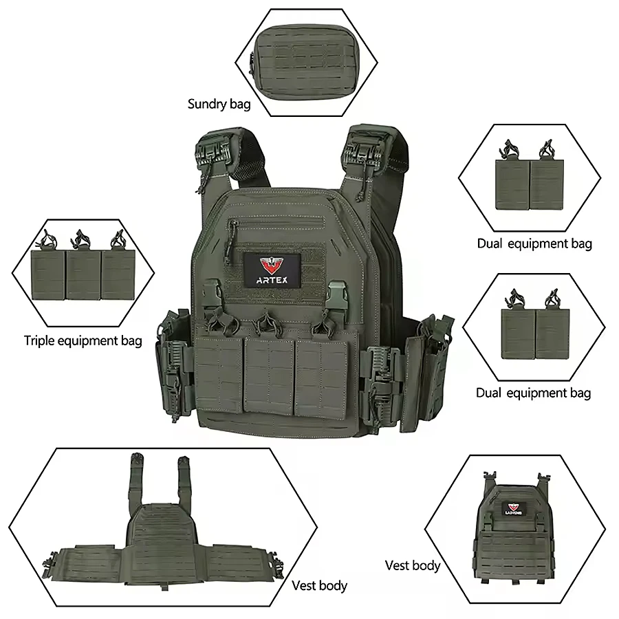 Outdoor quick release vest with multifunctional laser abrasion resistance and breathability
