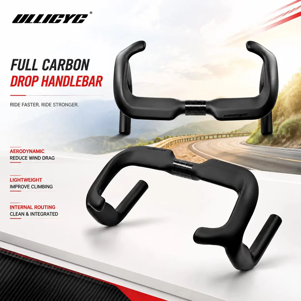 ULLICYC Carbon Fiber Track Bike Handlebar Sprint TT Fixed Gear Bicycle Handlebar 31.8mm Matte Black For Velodrome Racing Cycling