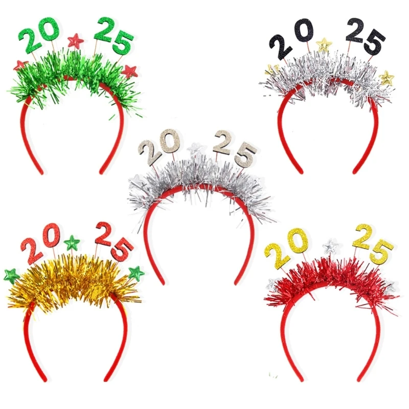 Tinsel Sequins Letter Headband Adult Unisex Christmas Cosplay Party Hair Hoop Dropship