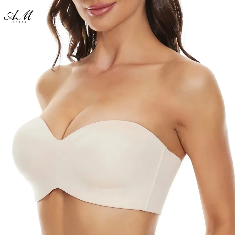 Reggiseno a fascia convertibile antiscivolo con supporto completo Reggiseno push up senza spalline taglie forti Reggiseno senza cuciture con ferretto convertibile levigante non imbottito