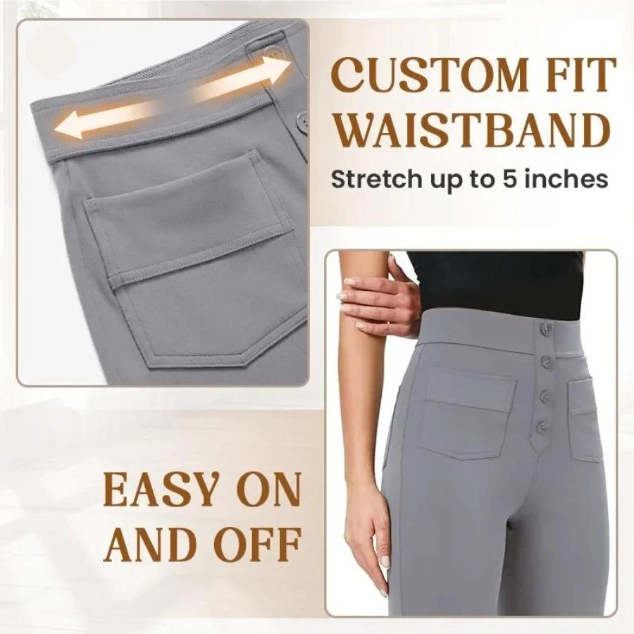 Casual High Waist Stretch Pants⭐ 2024 Best Selling Pants Dropshipping Womens Button Pant Trousers Pocket Pants for Woman Bottoms