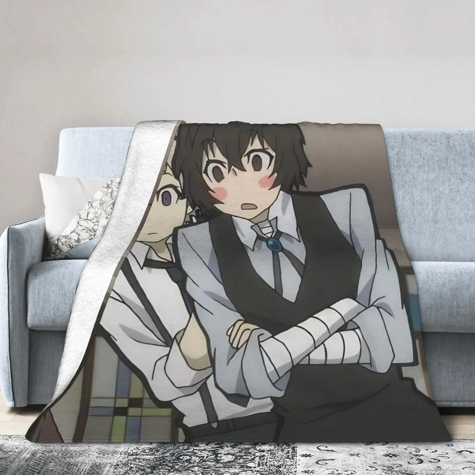 Dazai Bungo Stray Dogs Blanket Velvet Spring Autumn  Portable Ultra-Soft Throw Blankets for Bed Office Plush Thin Quilt