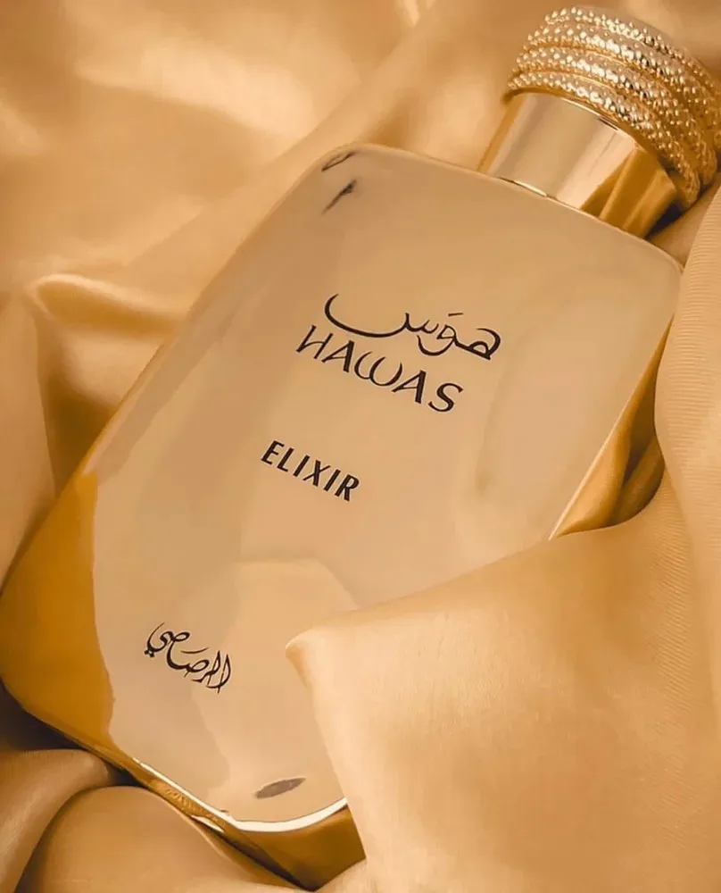 عطر Rasasi Hawas Elixir Eau De للرجال 3.4 أونصة / 100 مل - كولونيا جريئة وودي كهرمان تدوم طويلاً، هدية عطر رجالية فاخرة