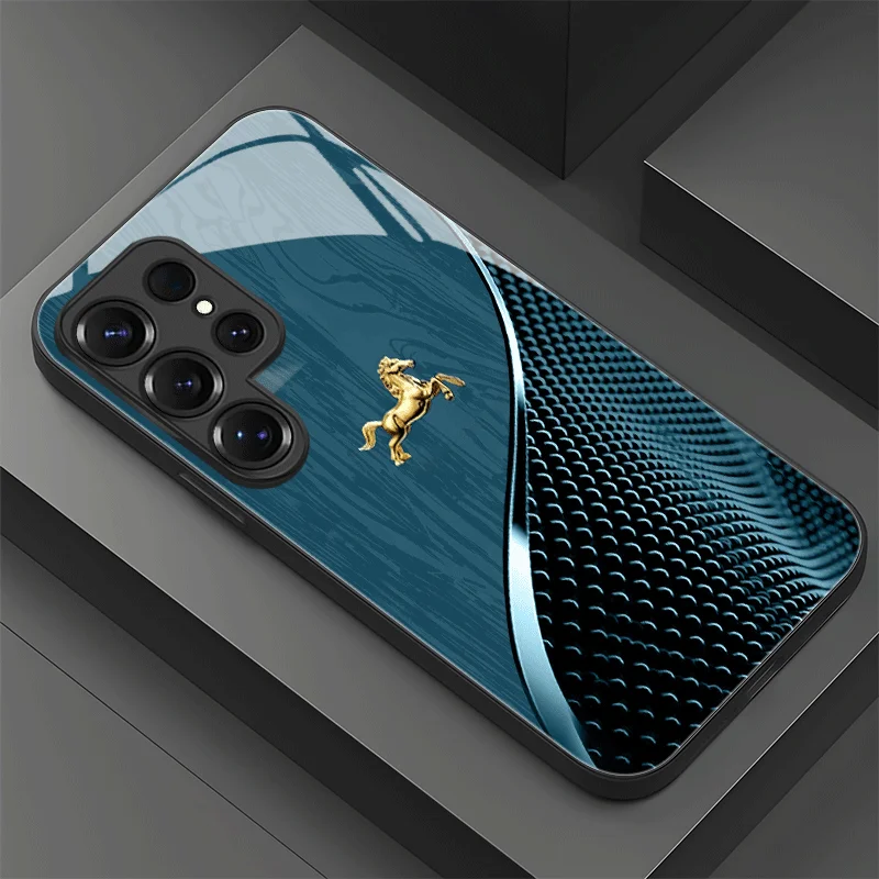 Fine horse honeycomb Phone case s26 ultra case Glass phone case for Samsung Galaxy S26/S25/S24/S23/S22 FE Ultra Plus Shockproof