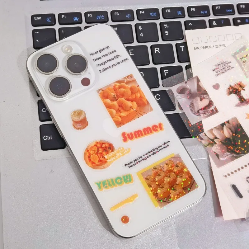 Y2K Cute Flash Stickers 20Pcs/Pack - Die-Cut Decorative Decals for Scrapbook DIY Phone Case Collage