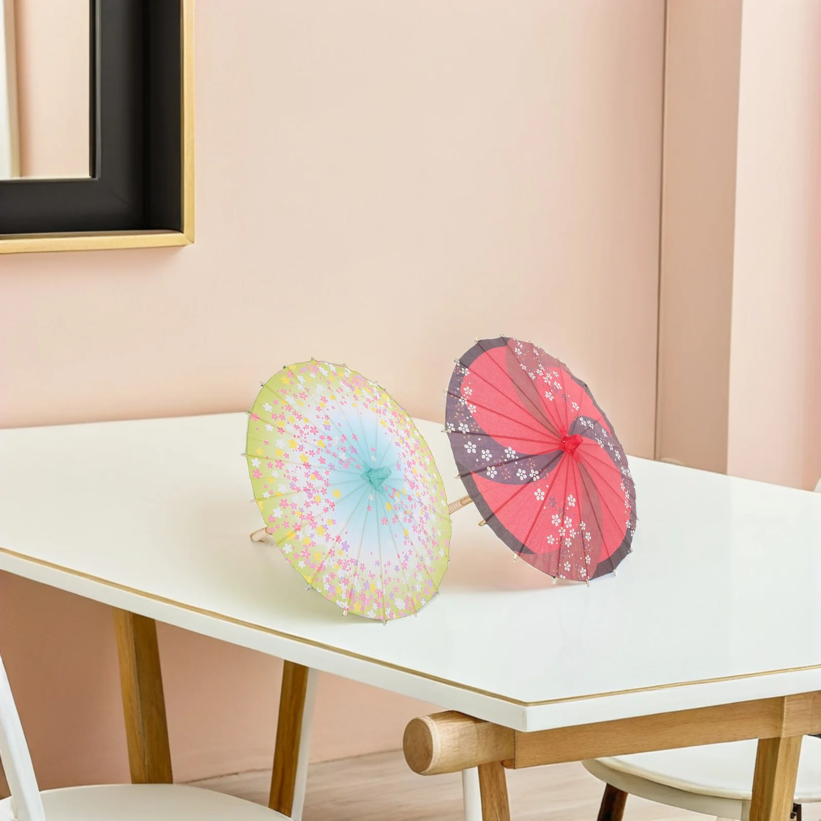 

2Pcs Unique Japanese Umbrella Decorative Vintage Paper Umbrella for Photography Prop Stage Decor Cosplay Costume Fancy Dress