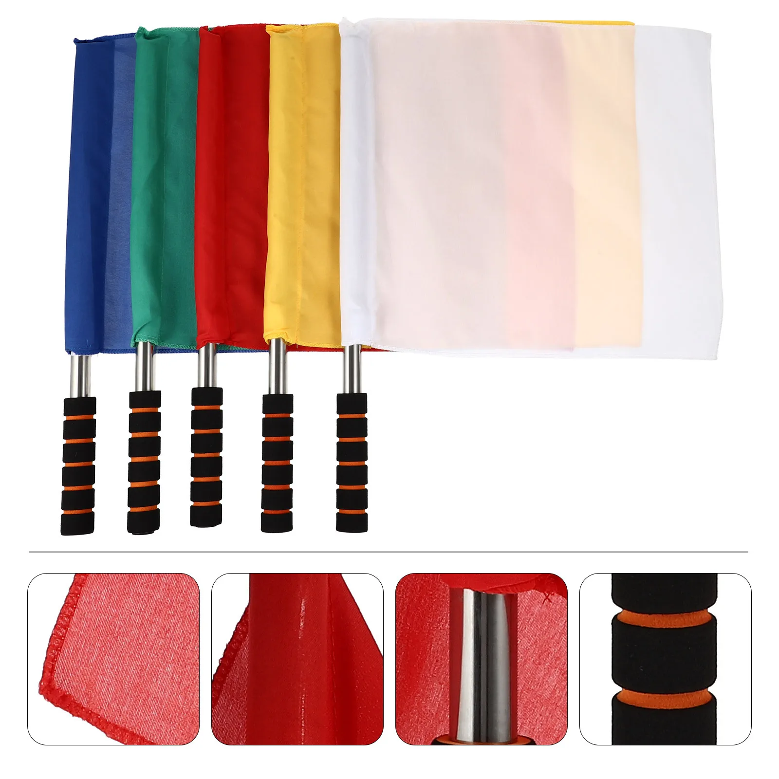 

5Pcs Sports Use Referee Flags Bright Durable Aluminium Alloy Foam Handle Lightweight Signal Warning Flags