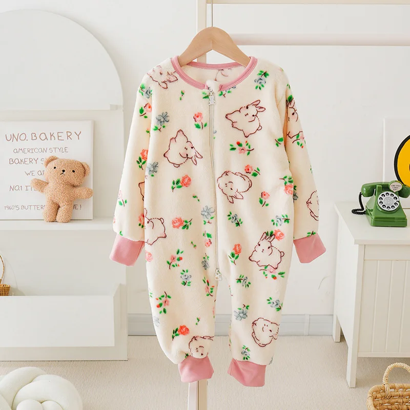 Kids Spring Flannel Pajamas Children Panda Dinosaur Sleepwear Kigurumi Jumpsuit for Boys Girls Blanket Sleeper Toddler Pyjamas