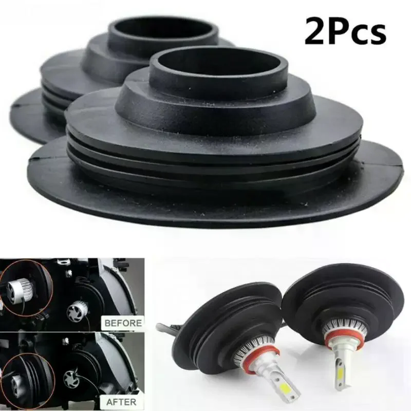 2PCS Soft Rubber Dust Cover For Car Auto Headlight Universal LED Light Seal Cap Car LED Headlight Bulb Waterproof Dust Cover