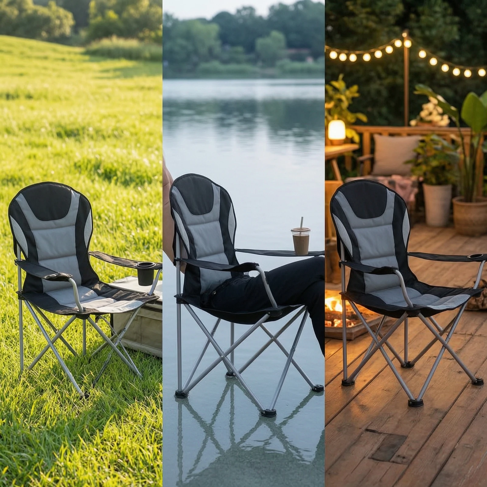 Director Chair High-Back Camping Chair with Cup Holder Furniture Lightweight Sturdy for Campers, Fishing, Patio