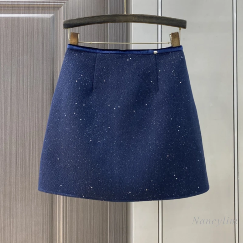 

Fashion Sequined Skirt Women's 2024 Winter New High-end Temperament High-waisted A-word Hip Skirt All-Matching Female Cloth