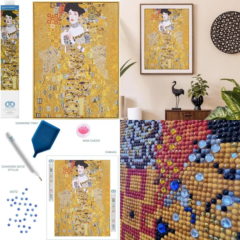 

Adults Relaxing Creative Craft Kit: Diamond Art with Dotz Gems, 36x2 Size, Woman in Gold Design