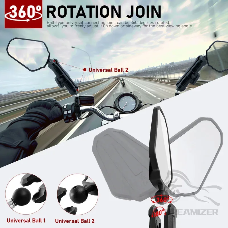 

Используется для боковых зеркал с регулируемым углом и складной ручкой для общих мотоциклов, совместимых с приключенческими внедорожниками ATV.