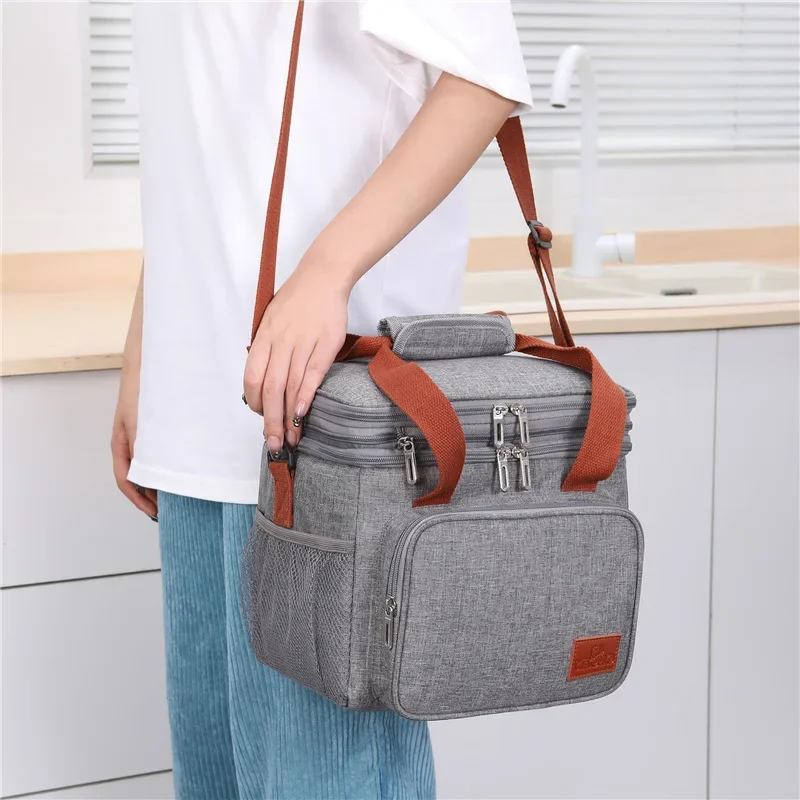 Dupla camada Oxford pano isolado lancheira para mulheres e homens, folha de alumínio, portátil Tote Cooler, lancheira, Student Bento Handbag