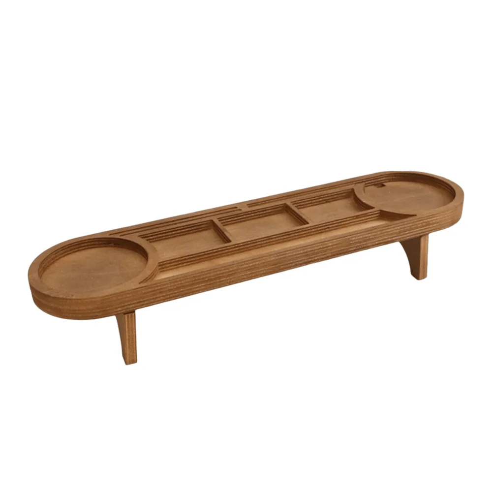 Brown Wooden Desk Organizer Wood Phone Stand Desk Storage Rack Pen Slot Multi-Compartment Desktop Sundries Organizer