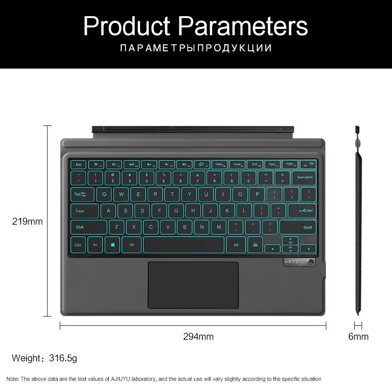 AJIUYU-funda de teclado para tableta Microsoft Surface Pro 7, 6, 5, 4, 3, pro7, pro6, pro5, pro4, 3, PC, 12,3 \