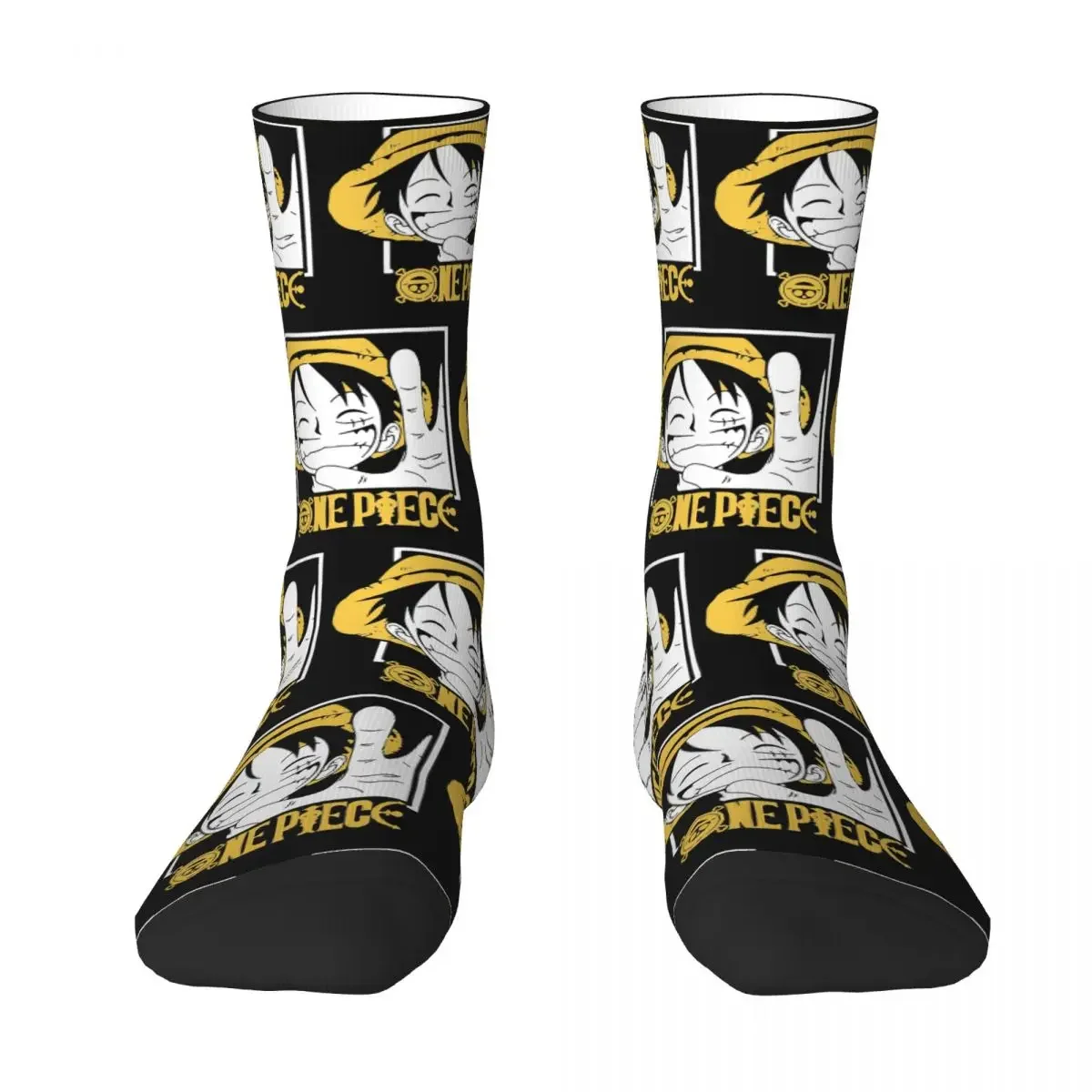 One Piece Monkey D Luffy Socks Harajuku Sweat Absorbing Stockings All Season Long Socks Accessories for Man\'s Woman\'s Gifts