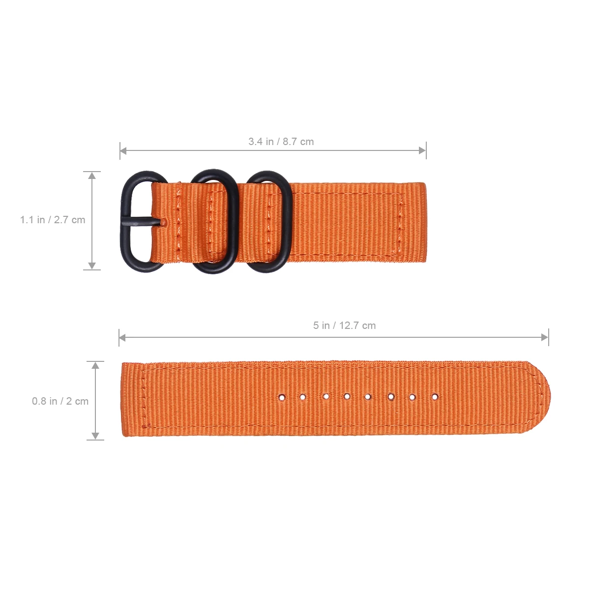 

20mm Watch Strap Webbing Durable 2-Joint Nylon Watch Band Wristband for Watch Replacement (Orange with Black Buckle)