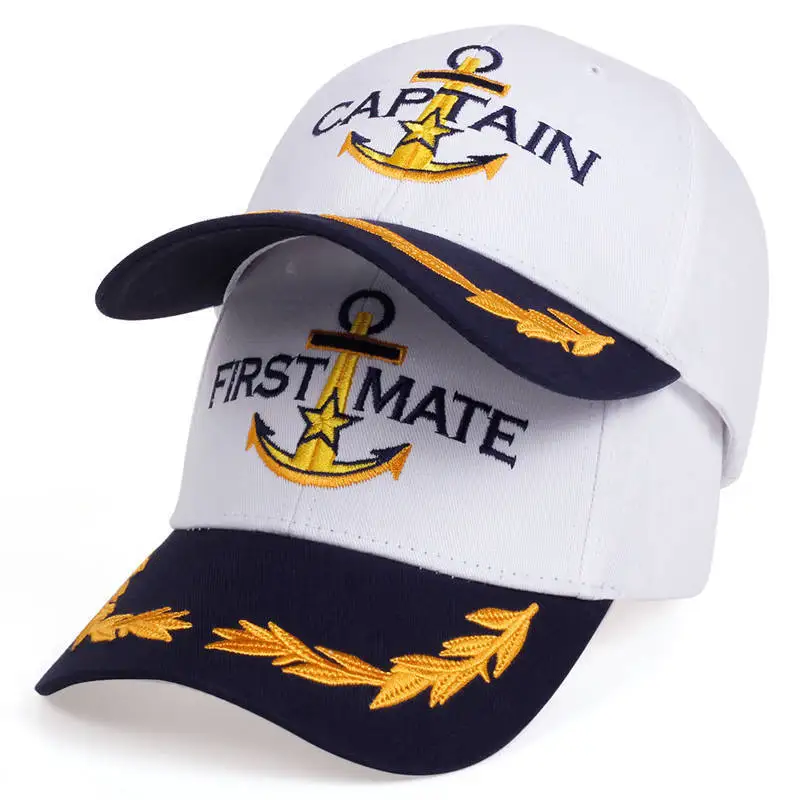 Casquette de baseball brodée Capitaine et Premier Maître d'équipage, Chapeau marin nautique, Chapeau de soleil pour la voile, Casquettes décontractées marines assorties pour couple