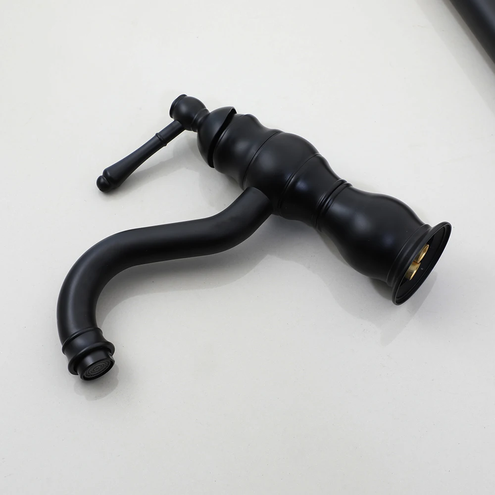 

Single Handle Brass Durable Faucets Modern Black Bathroom Faucet For Bathtub Floor Mounted Cold & Hot Water Mixer Taps