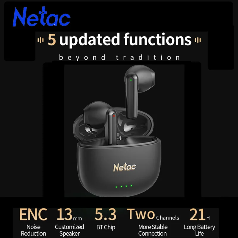 Netac Wireless Headphones Bluetooth BT5.3 In-Ear Dual Channel True Wireless Stereo TWS Earphone LK35