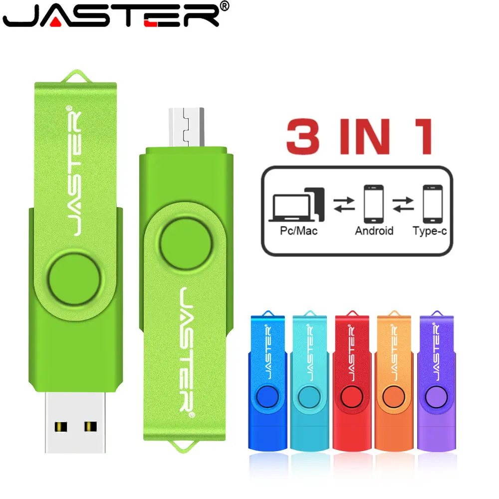 JASTER Rotatable USB Flash Drives 128GB USB 2.0 OTG Pen Drive 64GB 32G 16G Free Custom Logo USB Stick 8GB Black Creative Gift