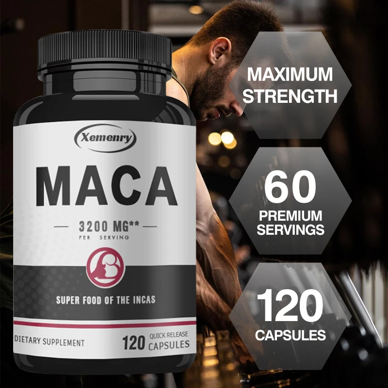 

Maca Capsules - Helps with Athletic Performance, Muscle Repair and Fatigue Resistance, Improves Muscle Mass and Endurance