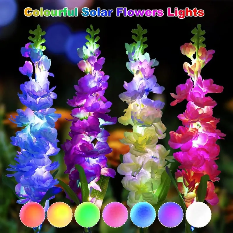 7 Color Changing Solar Garden Lights Outdoor Stake Upgraded Waterproof LED Flower Lights for Yard Patio Lawn Party Decoration
