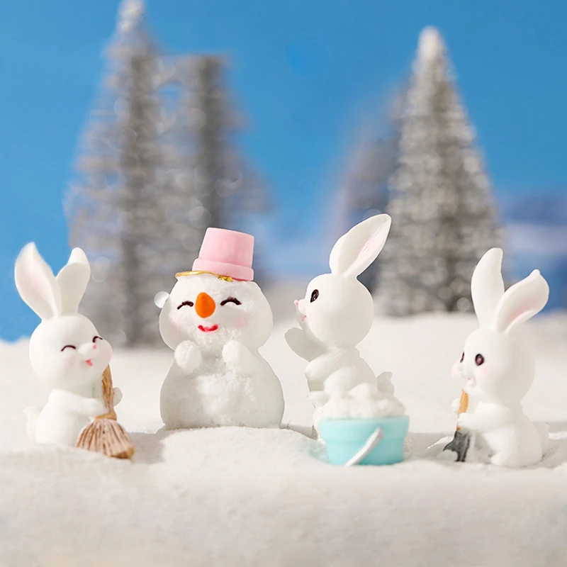 Cute Snowman Rabbit Cake Toppers Cartoon Easter Bunny Carrot Shaped Cake Decorative Ornaments Birthday Party Cupcake Toppers