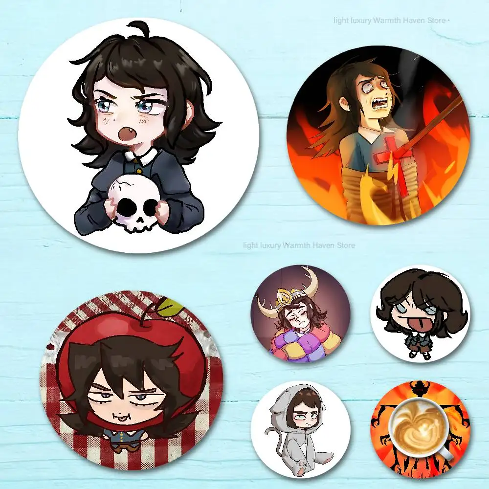 

A-Abaddon H-Haunted Hotel Round Wooden Coasters For Cute Design Suitable for Drinks Tea,Coffee Home Perfect Gift