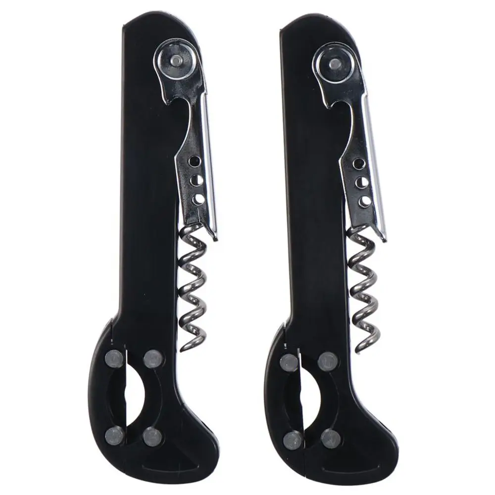 2 pcs Black Multifunctional Red Wine Bottle Opener Three in One 5.7 Inches Stainless Steel Bottle Opener