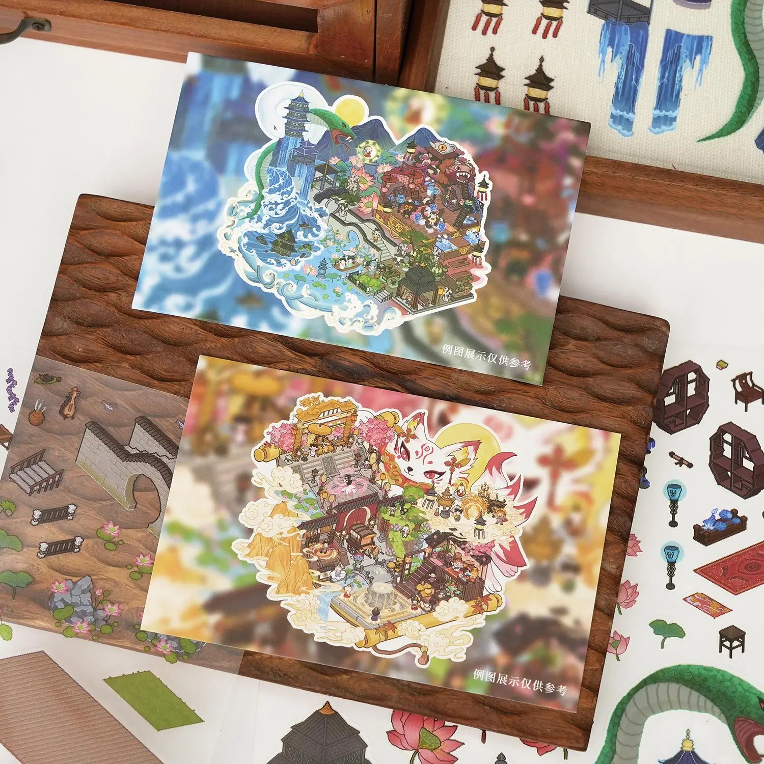 Three-Dimensional Landscaping Stickers Oriental Mythology Series Creative DIY Flat Stickers Miniature Landscaping Decompression Stickers