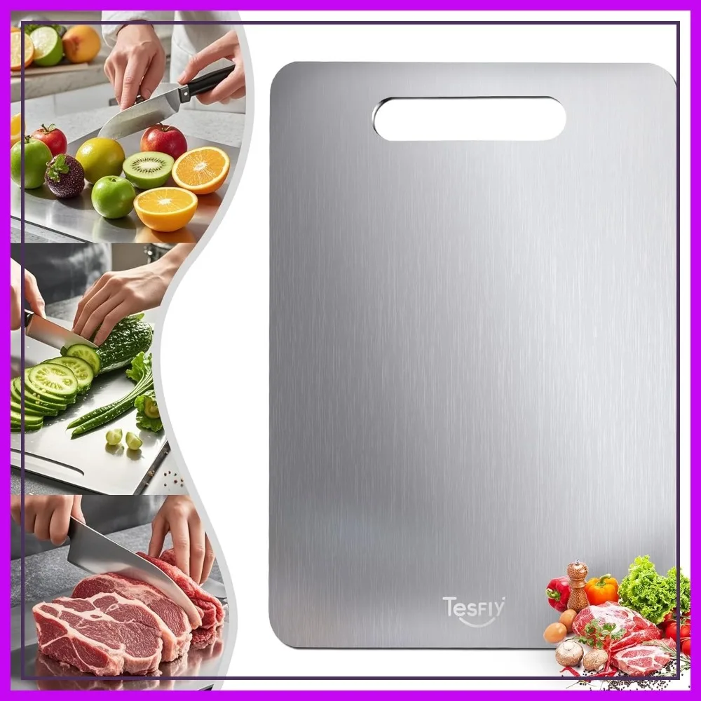 

100% Pure Titanium Cutting Board, Double-Sided, Easy Clean, for Meats & Veggies (15x11)