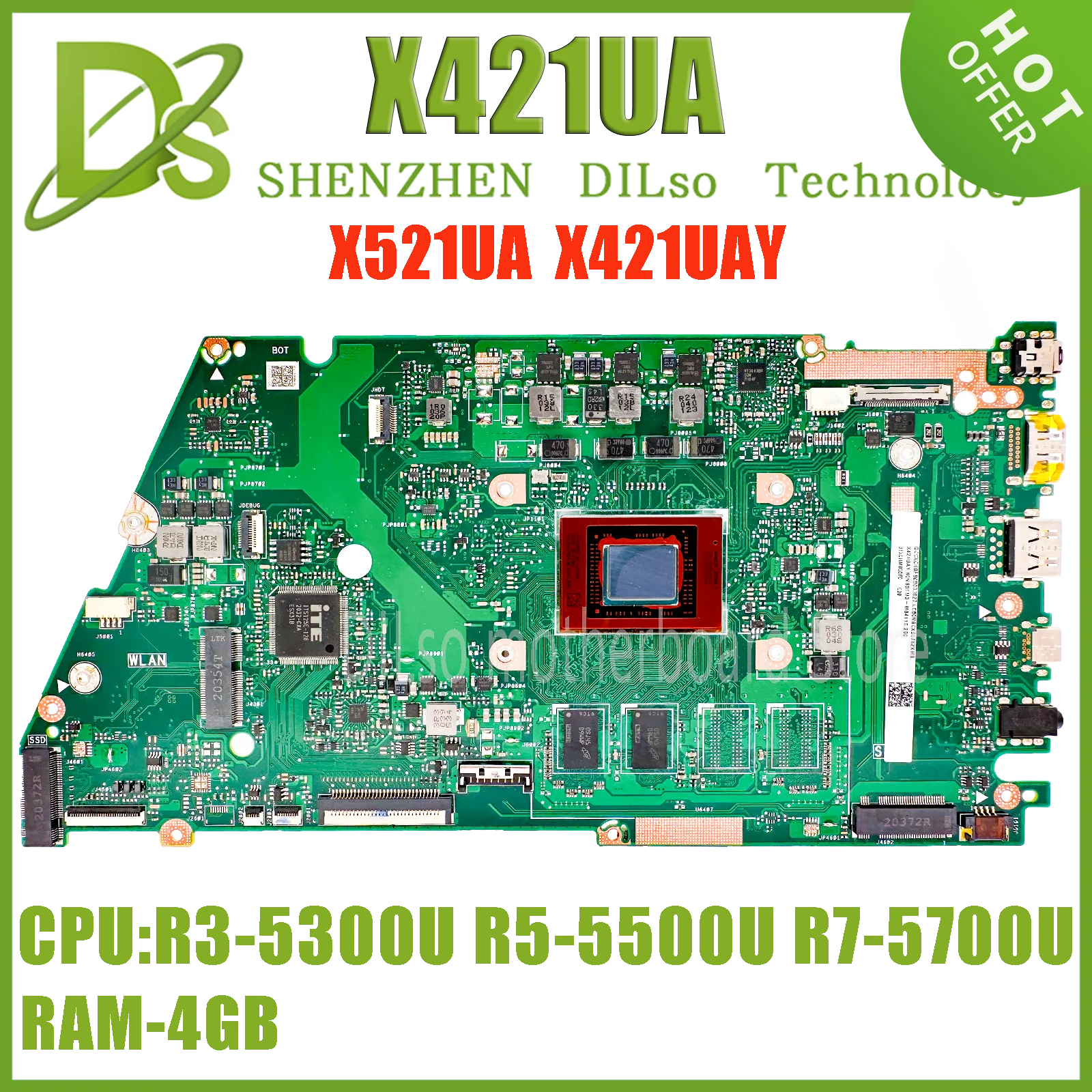 KEFU X421UA Mainboard For ASUS X421UA D421UA M421UA M421UAY M533UA D533MA Laptop Motherboard R3 R5 R7 RAM-4GB/8GB/16GB