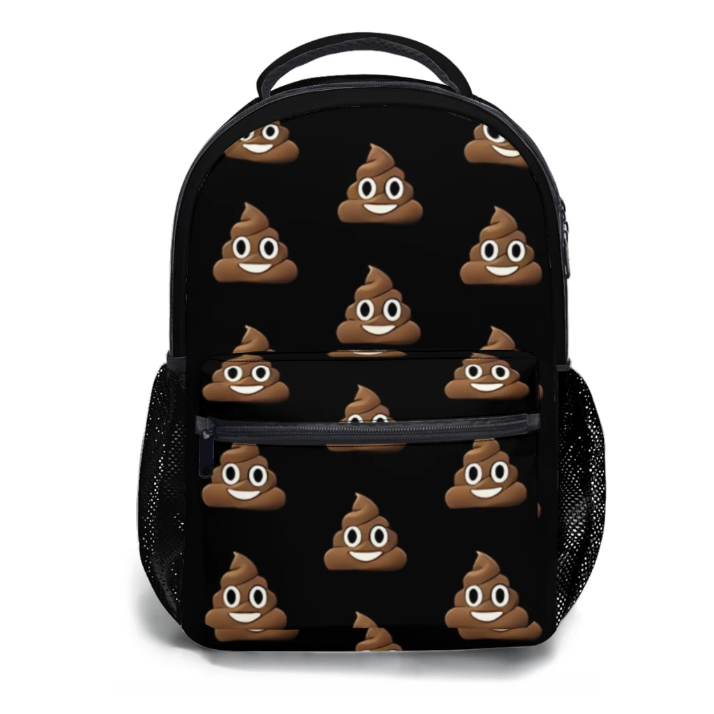 Poop-Emoji-mochila impermeable de alta capacidad para niños y niñas, morral escolar para ordenador portátil, 17 pulgadas ﻿