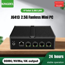 Roteador Fanless Intel J6412 J6413, 2 * DDR4 DP HDMI, 4 * i226V 2.5G, Mini PC, Computador Firewall Pfsense, ESXI, AESXI, Serial C, Cartão Sim, PC