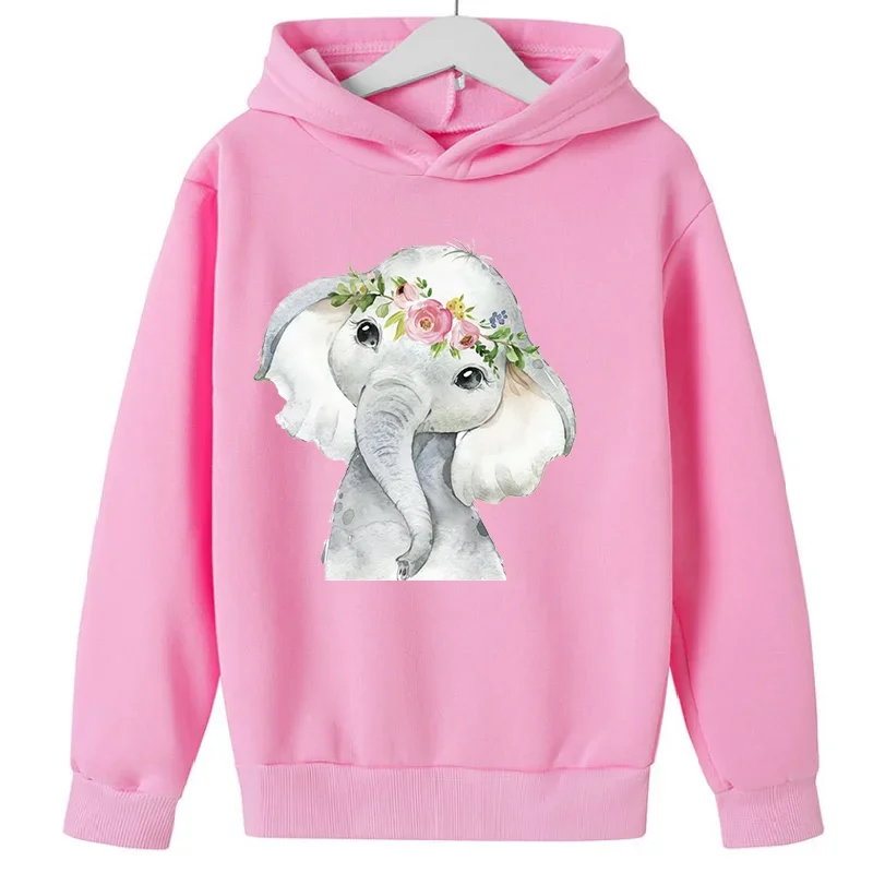 Neue süße Sweatshirts mit Elefantenmuster für Jungen und Mädchen, Geburtstagsgeschenk, Top, dicke Kleidung, Kinder-Hoodie-Pullover, rosa, verkaufen sich wie