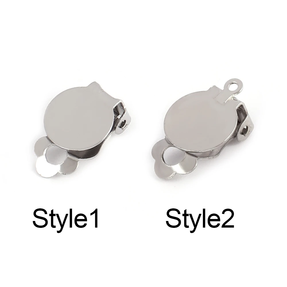 10pcs Stainless Steel Round Flat Ear Clip Base Cabochon Bezel Tray Earrings Clips For DIY Jewelry Makings Accessories image 2