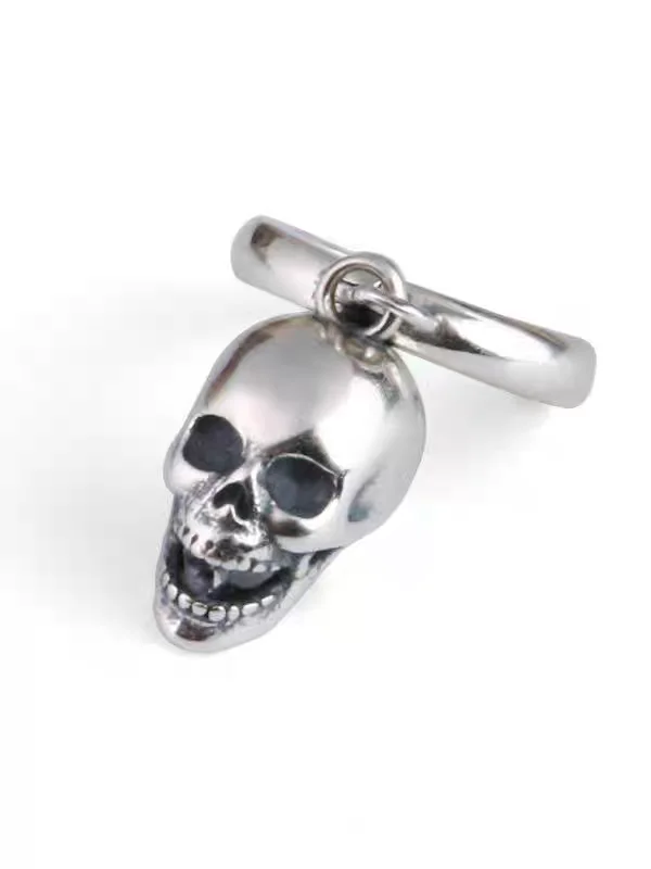 925 Sterling Silver Earrings Fashionable Niche Design Skull Pendant  Street Style and Cool Vibe for Ear Accessories