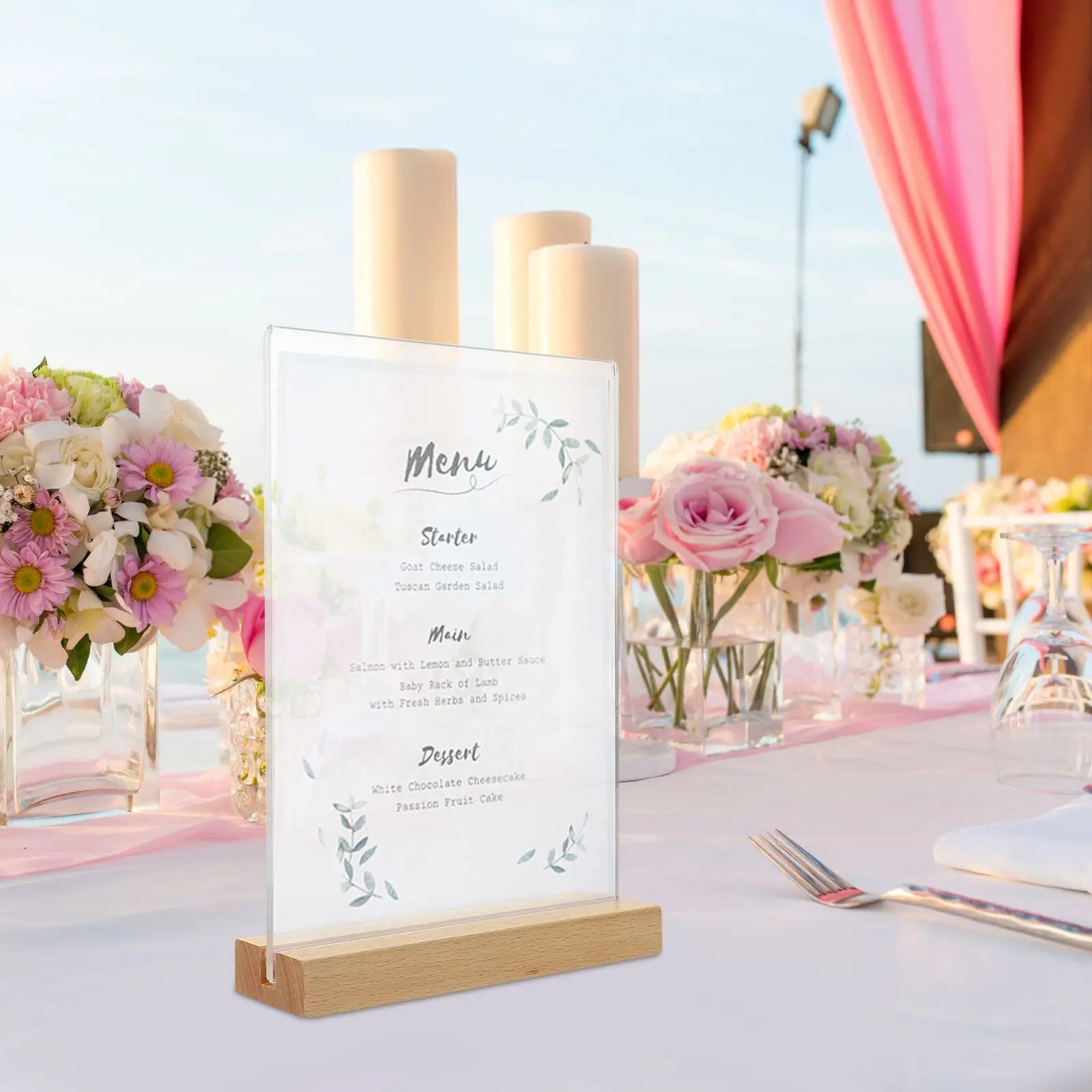 T-shaped Sign Display Stand A5 Upright Acrylic Menu Holders Lightweight Stable Base Retail Supermarket Exhibitions Advertising