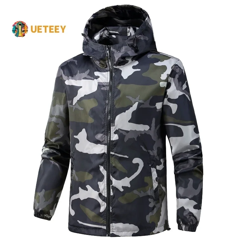 Spring Autumn Jackets for Men Military Tactical Camouflage Hiking Hooded Coats Man Casual Thin Loose Breathable Men Jackets 2024