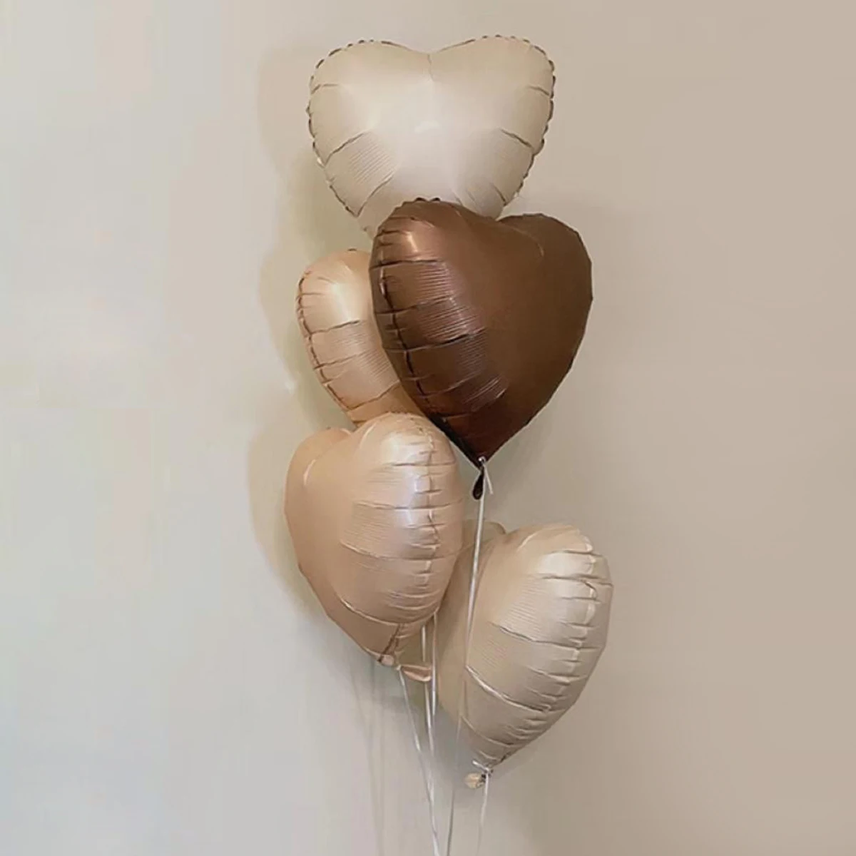 5PCS 18-inch retro cream love caramel chocolate heart-shaped balloon decoration