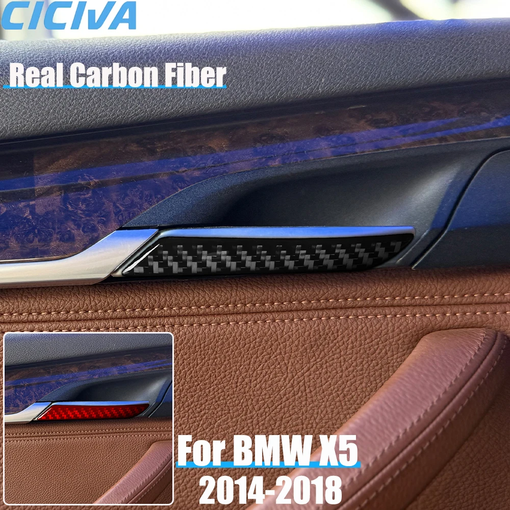 

Real Carbon Fiber Car Accessories Door Handle Strips Decorative Trim Cover Soft Sticker For BMW X5 F15 2014 2015 2016 2017 2018