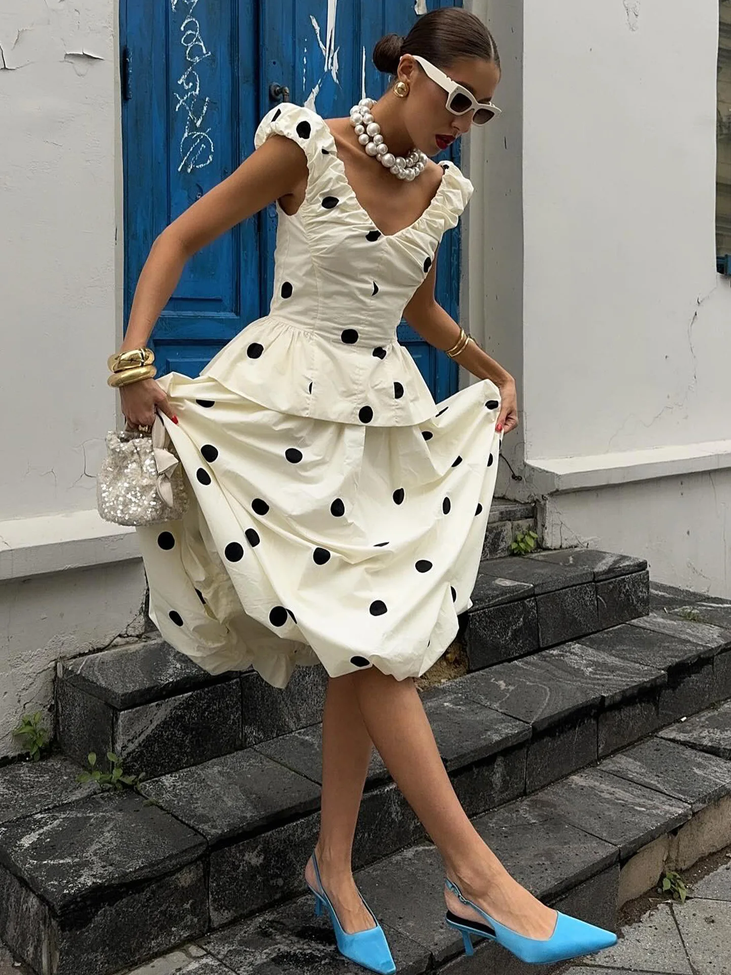 Women 2 Piece Polka Dot Dress  - Summer Short Set ulasan dan harga