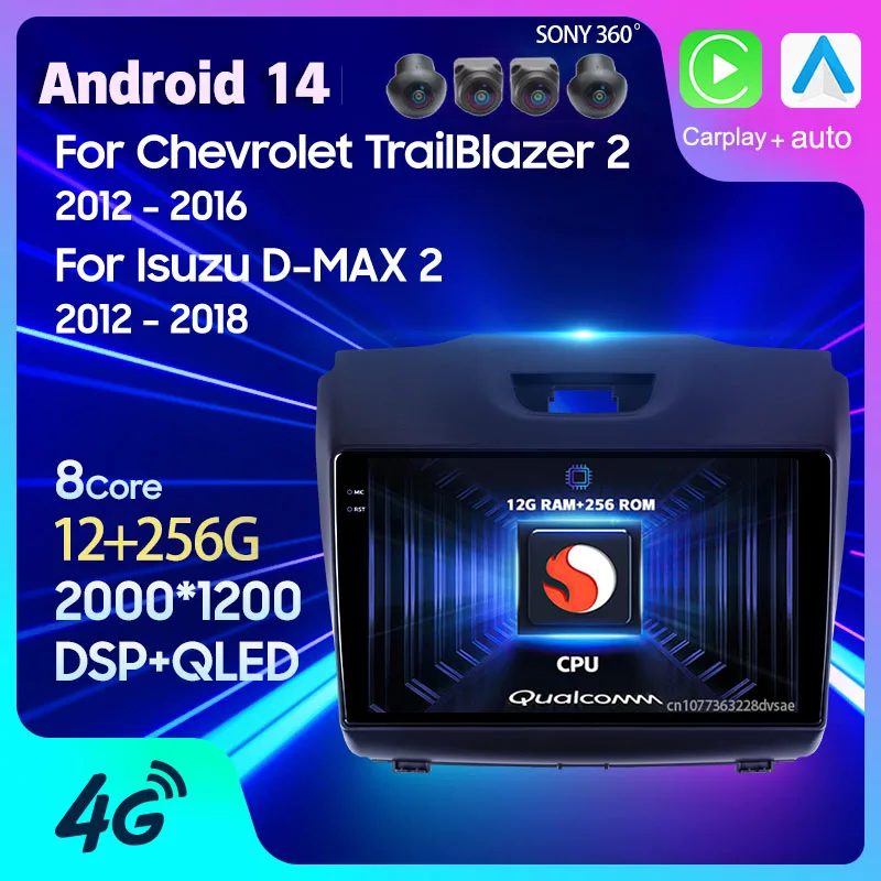 

Android 14 Carplay For Chevrolet TrailBlazer 2 2012-2016 For Isuzu D-MAX 2 2012-2018 Car Radio GPS Head Unit Player Video Stereo